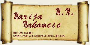 Marija Nakomčić vizit kartica